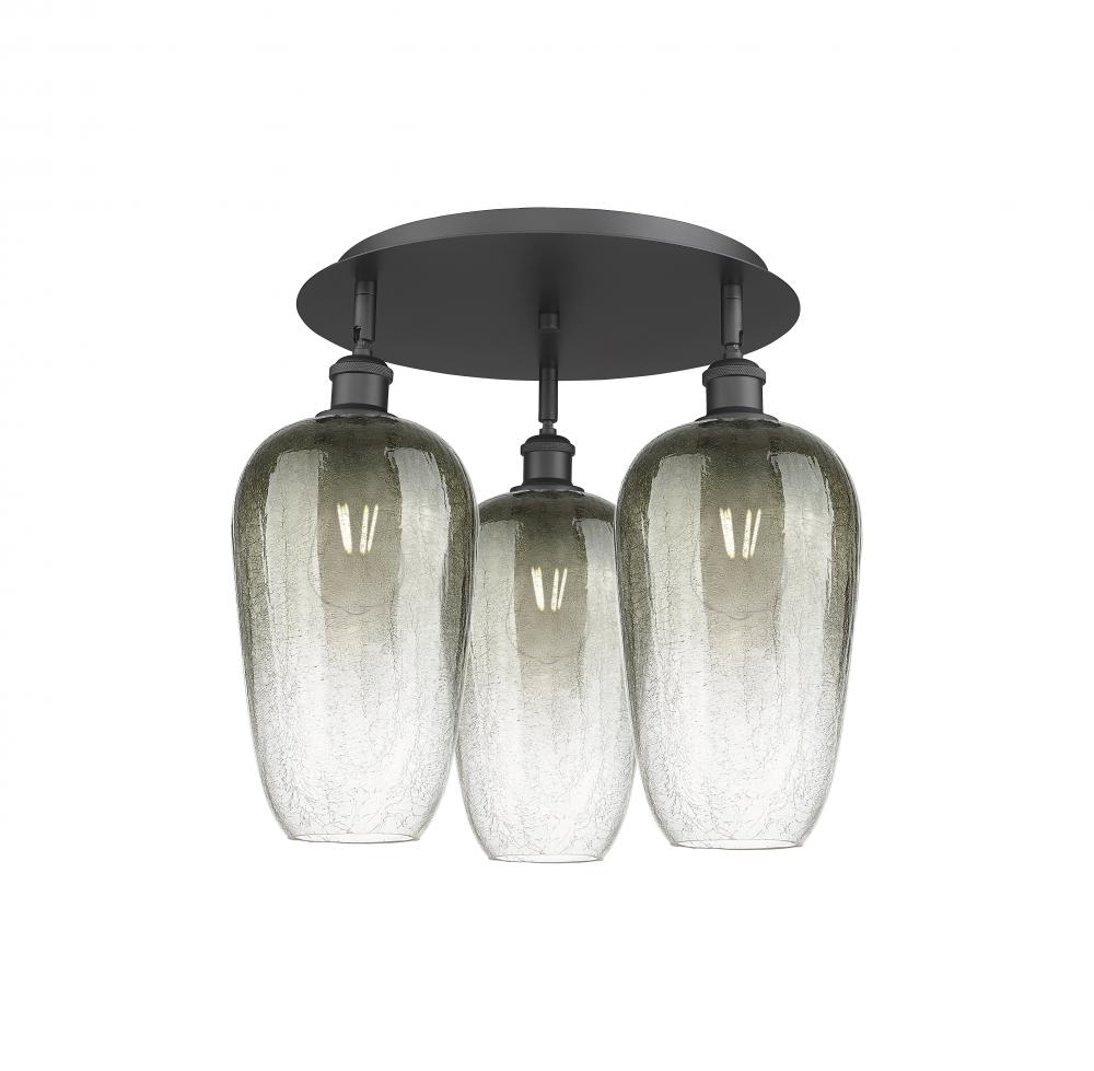 Brookhaven Flute - 3 Light - 19 inch - Matte Black - Semi-Flush Mount