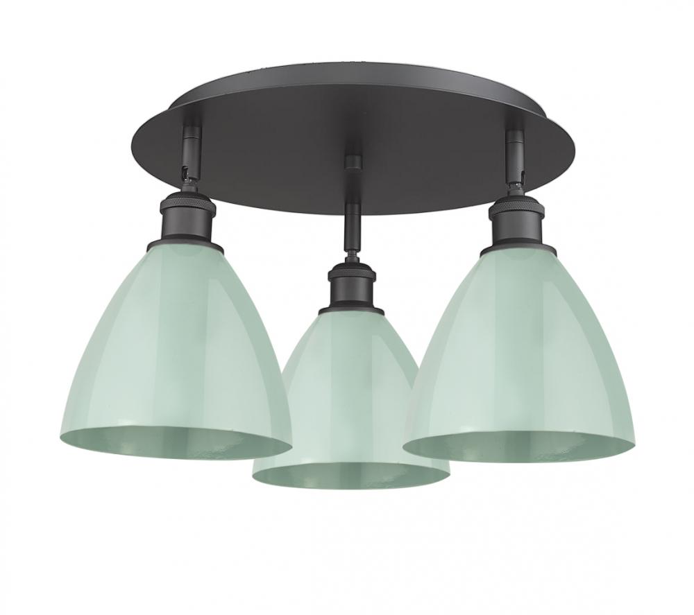 Plymouth - 3 Light - 19 inch - Matte Black - Semi-Flush Mount