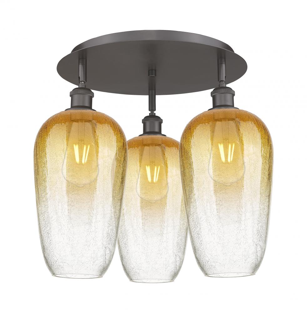 Brookhaven Flute - 3 Light - 19 inch - Oil Rubbed Bronze - Semi-Flush Mount