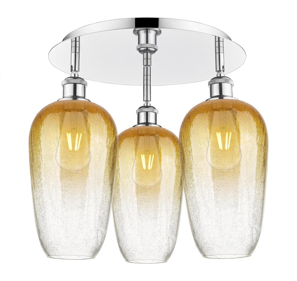 Brookhaven Flute - 3 Light - 19 inch - Polished Chrome - Semi-Flush Mount