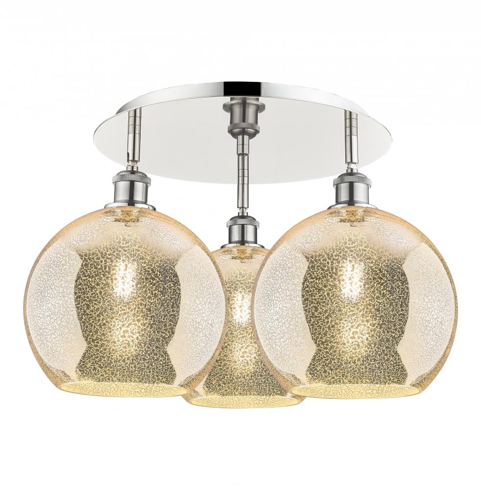 Athens - 3 Light - 22 inch - Polished Nickel - Semi-Flush Mount