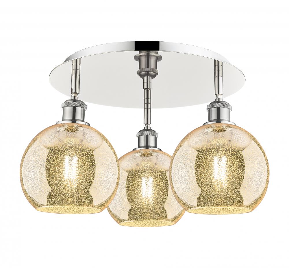 Athens - 3 Light - 20 inch - Polished Nickel - Semi-Flush Mount