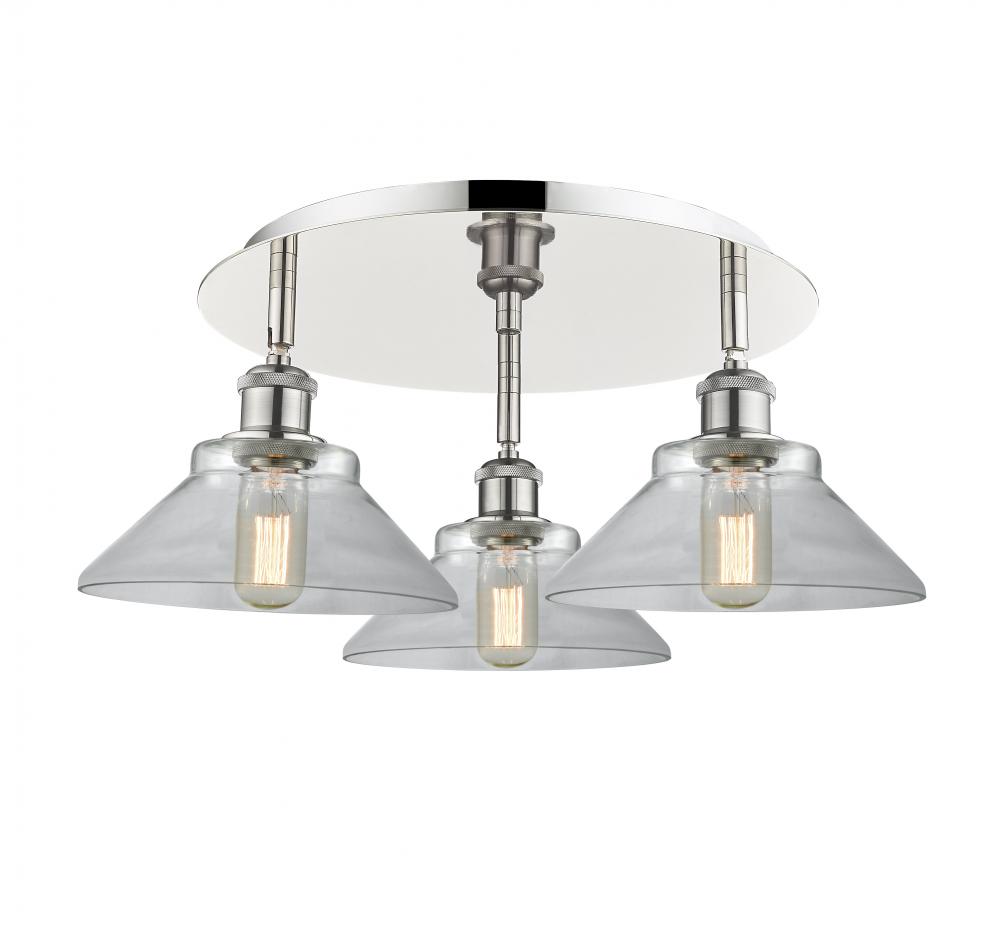 Orwell - 3 Light - 20 inch - Polished Nickel - Semi-Flush Mount