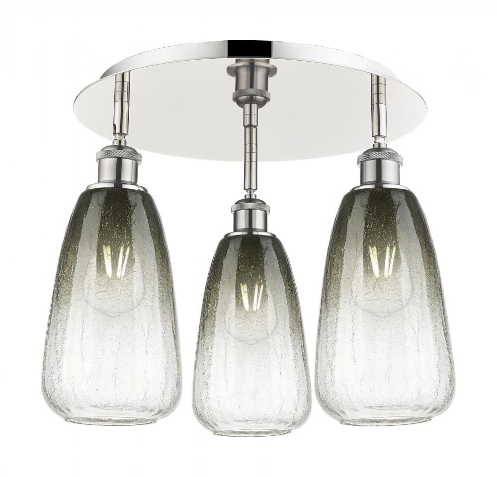 Brookhaven Almond - 3 Light - 18 inch - Polished Nickel - Semi-Flush Mount