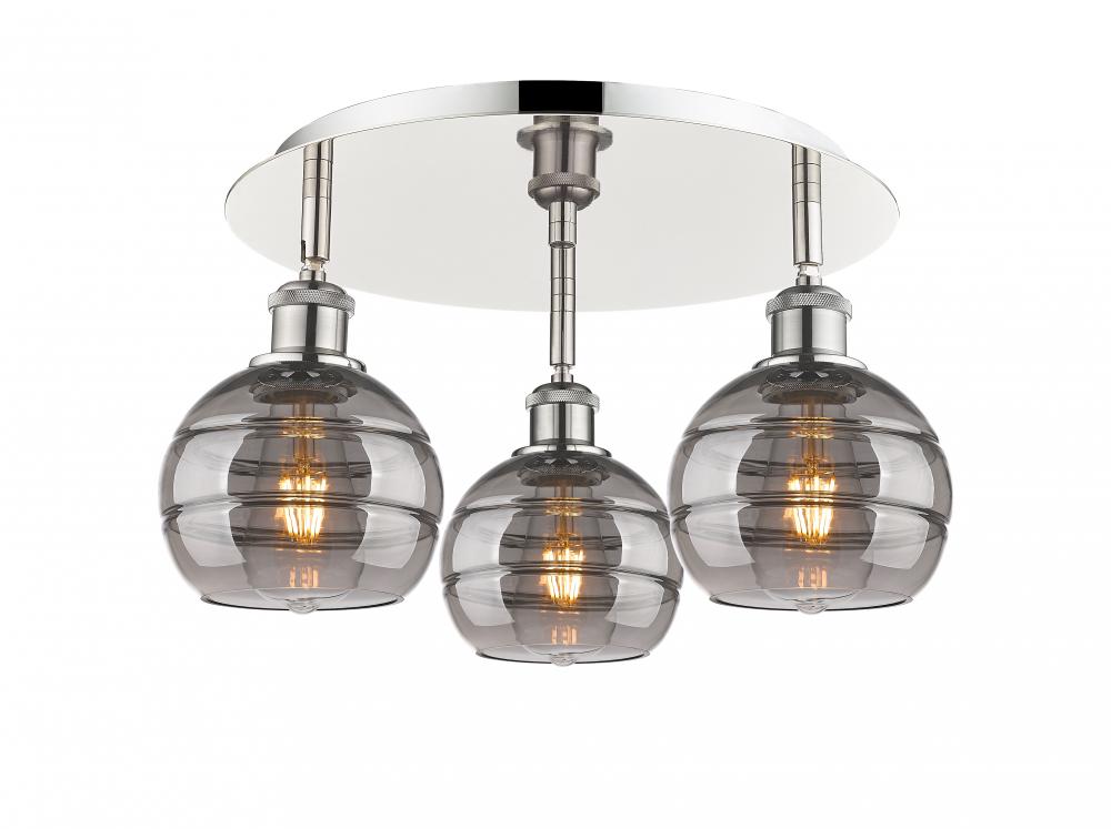 Rochester - 3 Light - 18 inch - Polished Nickel - Semi-Flush Mount