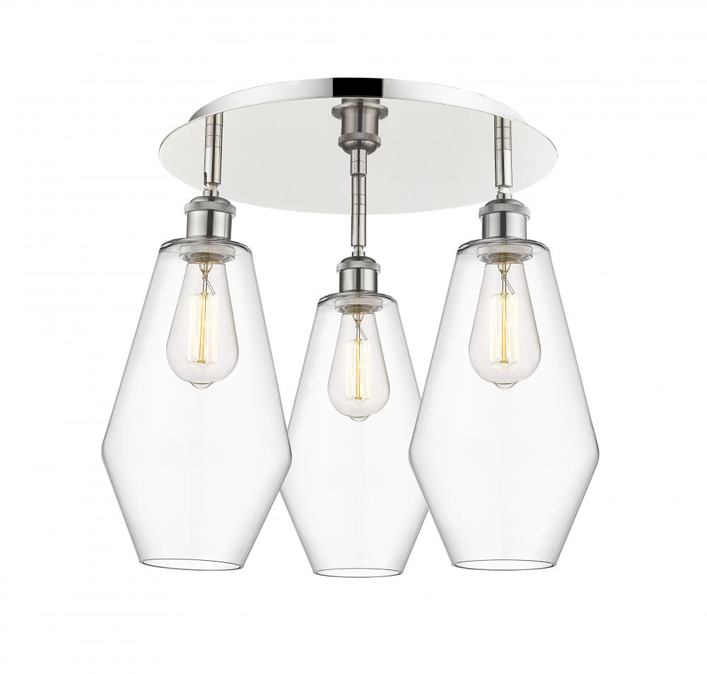 Cindyrella - 3 Light - 19 inch - Polished Nickel - Semi-Flush Mount