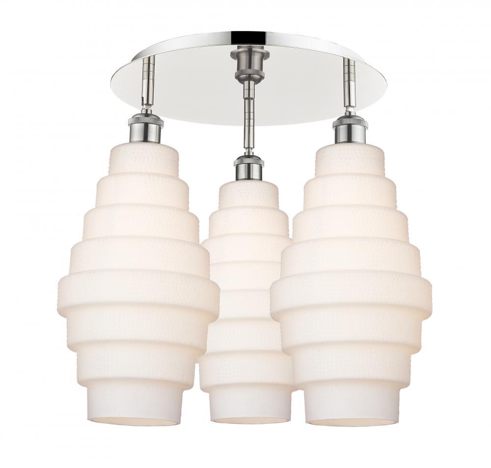 Cascade - 3 Light - 20 inch - Polished Nickel - Semi-Flush Mount