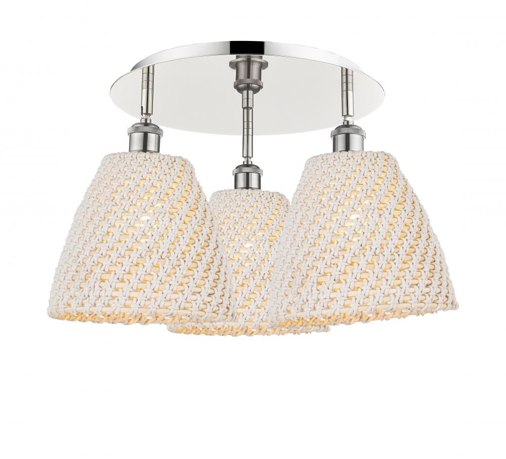 Bristol Natural - 3 Light - 21 inch - Polished Nickel - Semi-Flush Mount