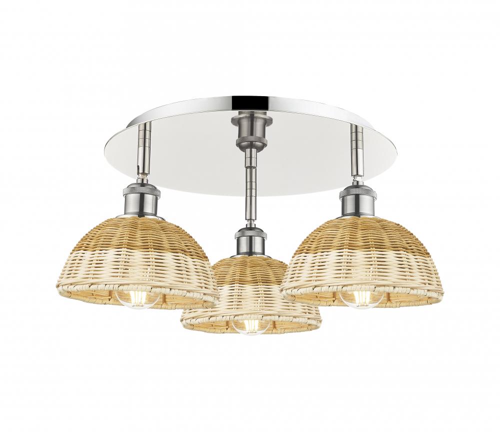 Bristol Natural II - 3 Light - 19 inch - Polished Nickel - Semi-Flush Mount