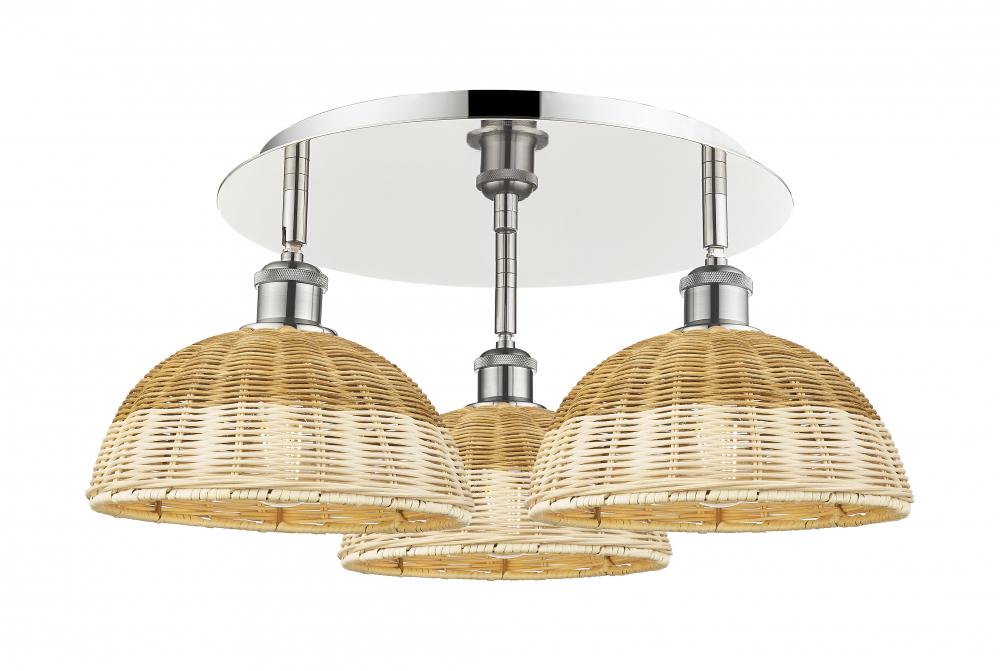 Bristol Natural II - 3 Light - 21 inch - Polished Nickel - Semi-Flush Mount