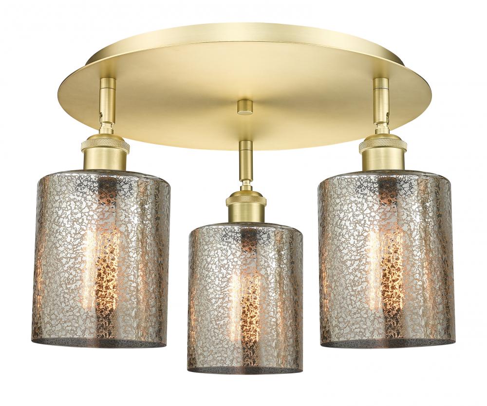 Cobbleskill - 3 Light - 17 inch - Satin Gold - Semi-Flush Mount