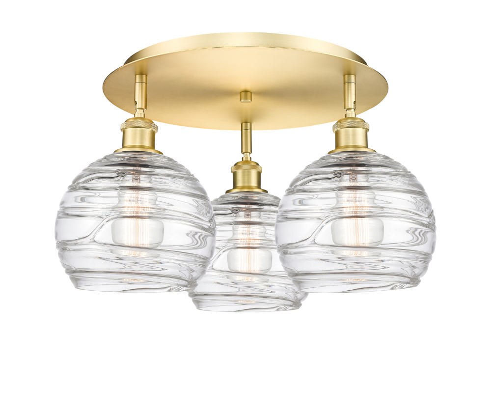 Athens Deco Swirl - 3 Light - 20 inch - Satin Gold - Semi-Flush Mount