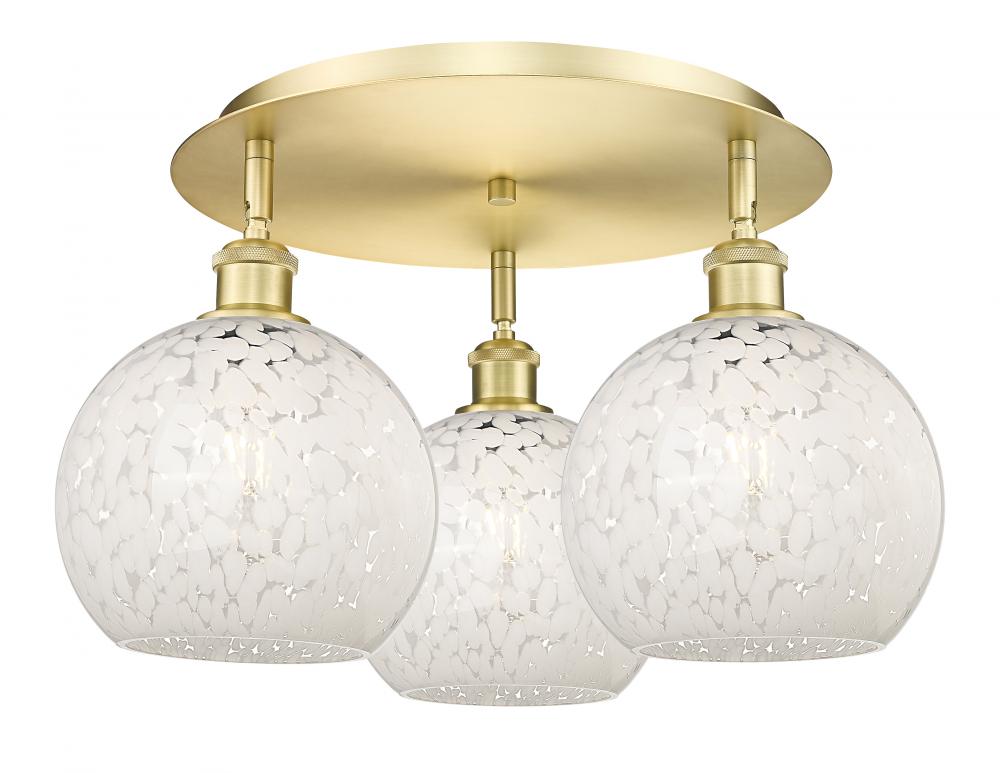 White Mouchette - 3 Light - 20 inch - Satin Gold - Flush Mount