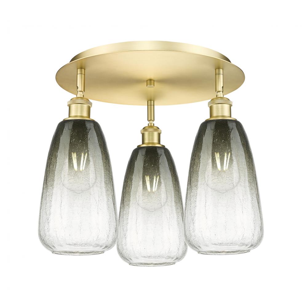 Brookhaven Almond - 3 Light - 18 inch - Satin Gold - Semi-Flush Mount