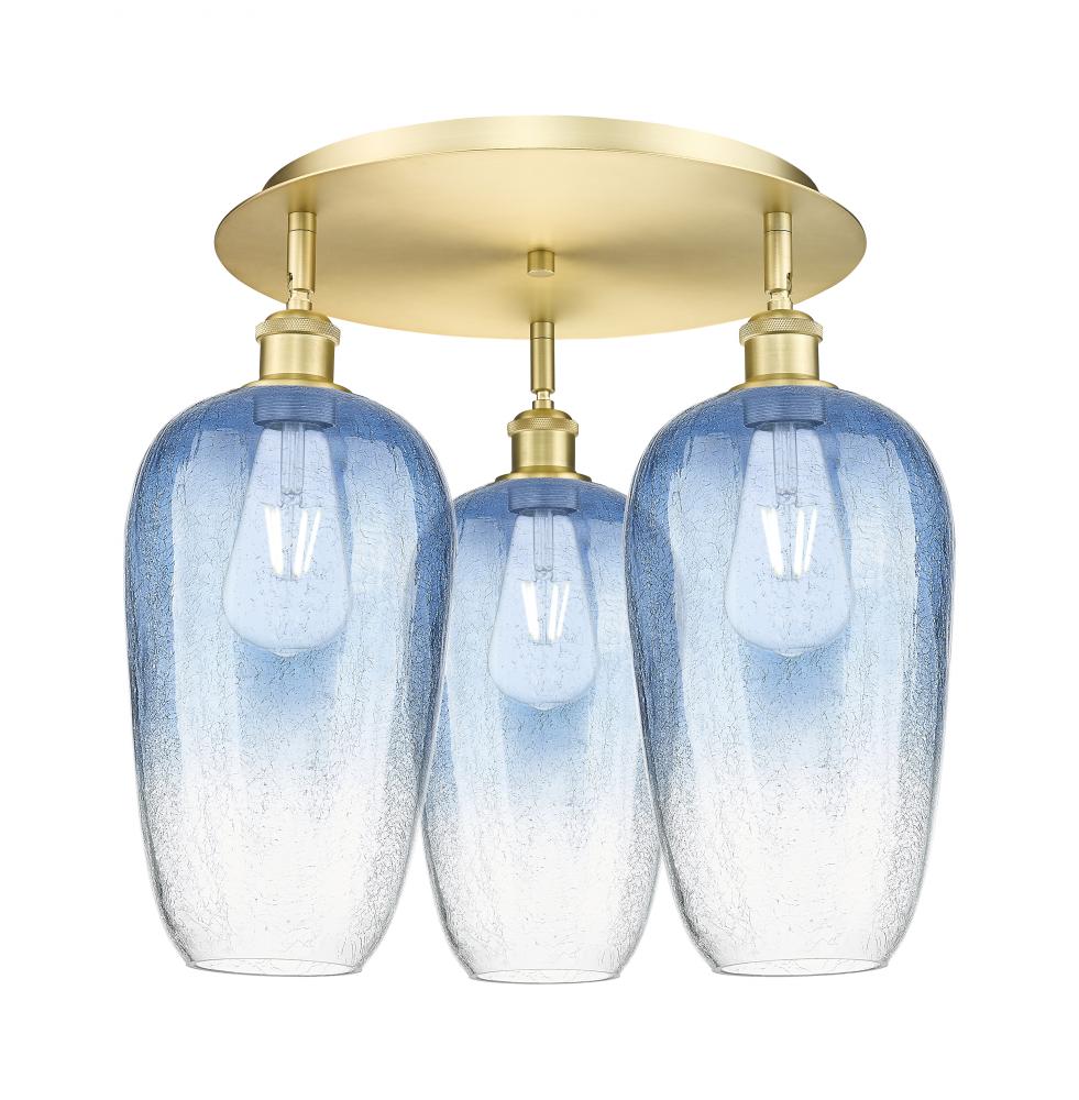 Brookhaven Flute - 3 Light - 19 inch - Satin Gold - Semi-Flush Mount