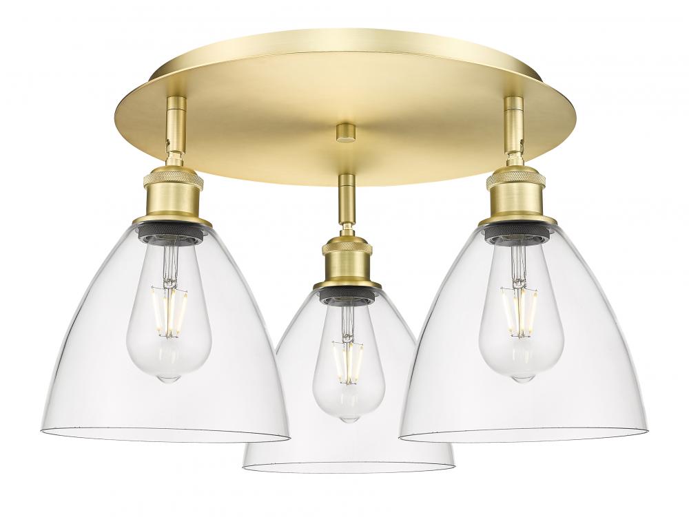 Bristol - 3 Light - 19 inch - Satin Gold - Flush Mount