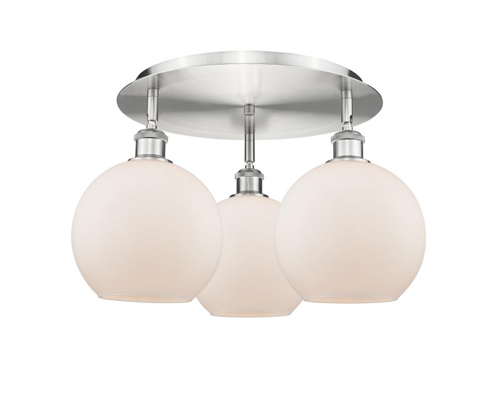 Athens - 3 Light - 20 inch - Satin Nickel - Semi-Flush Mount