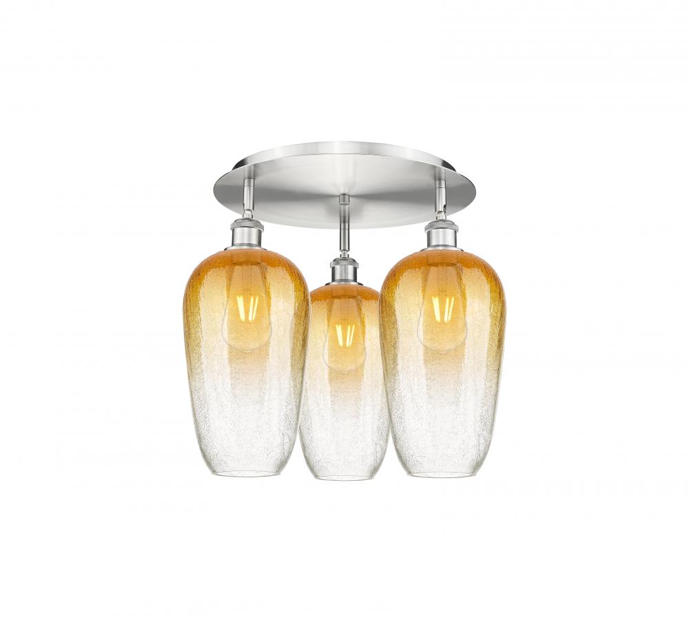 Brookhaven Flute - 3 Light - 19 inch - Satin Nickel - Semi-Flush Mount