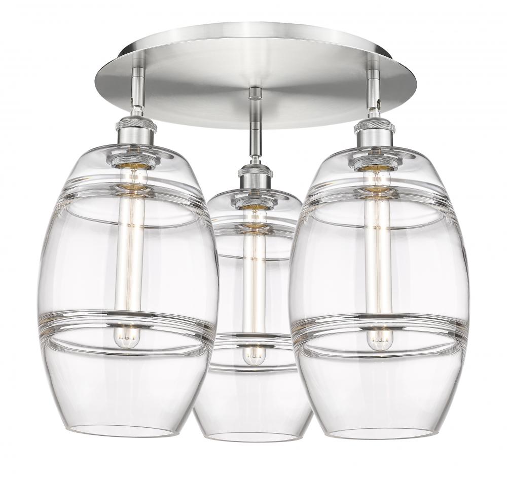 Vaz - 3 Light - 20 inch - Satin Nickel - Semi-Flush Mount