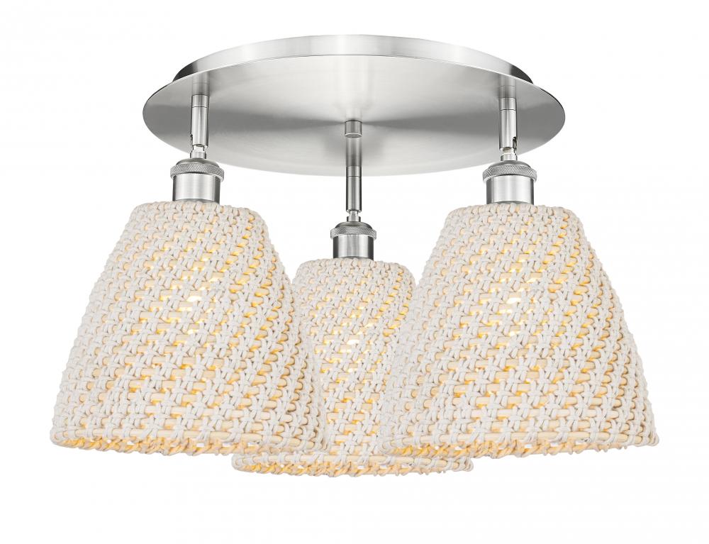 Bristol Natural - 3 Light - 21 inch - Satin Nickel - Semi-Flush Mount