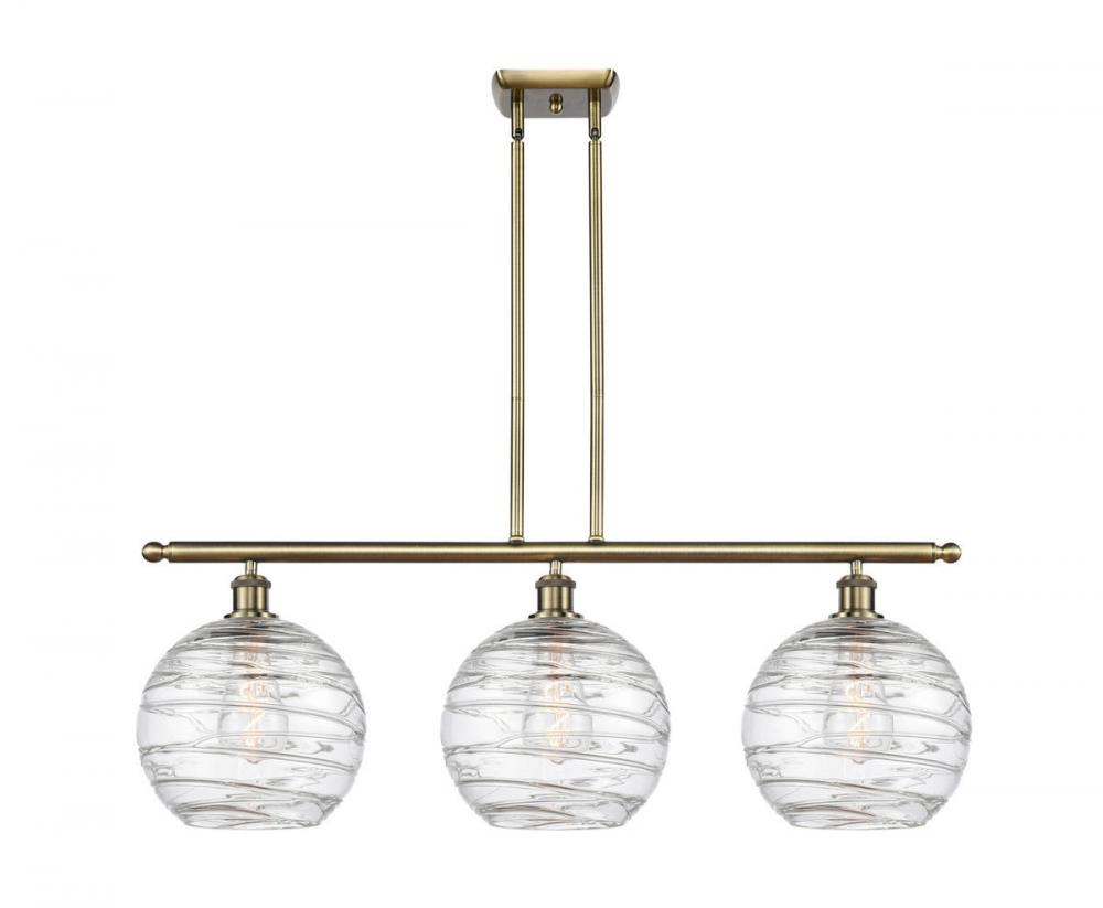 Athens Deco Swirl - 3 Light - 37 inch - Antique Brass - Stem hung - Island Light