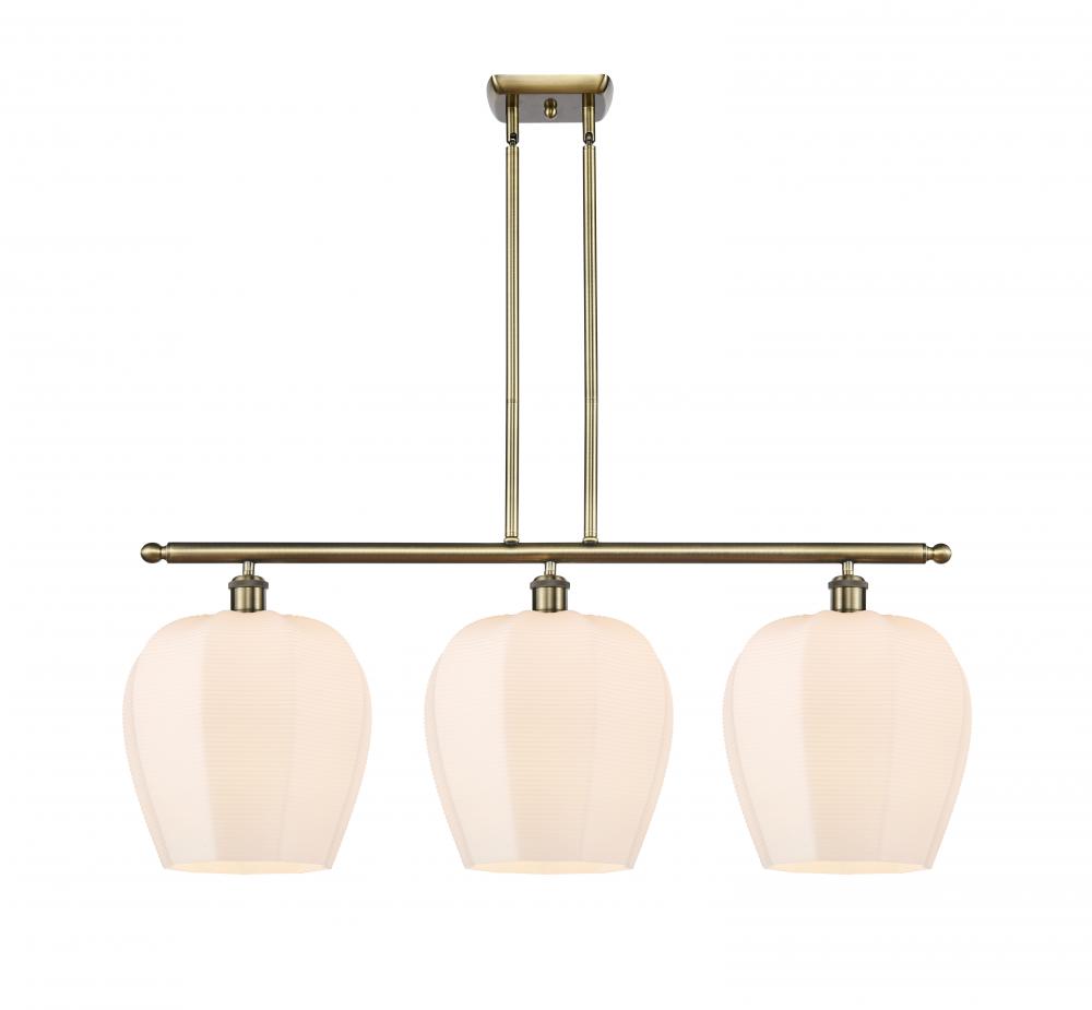 Norfolk - 3 Light - 38 inch - Antique Brass - Stem hung - Island Light