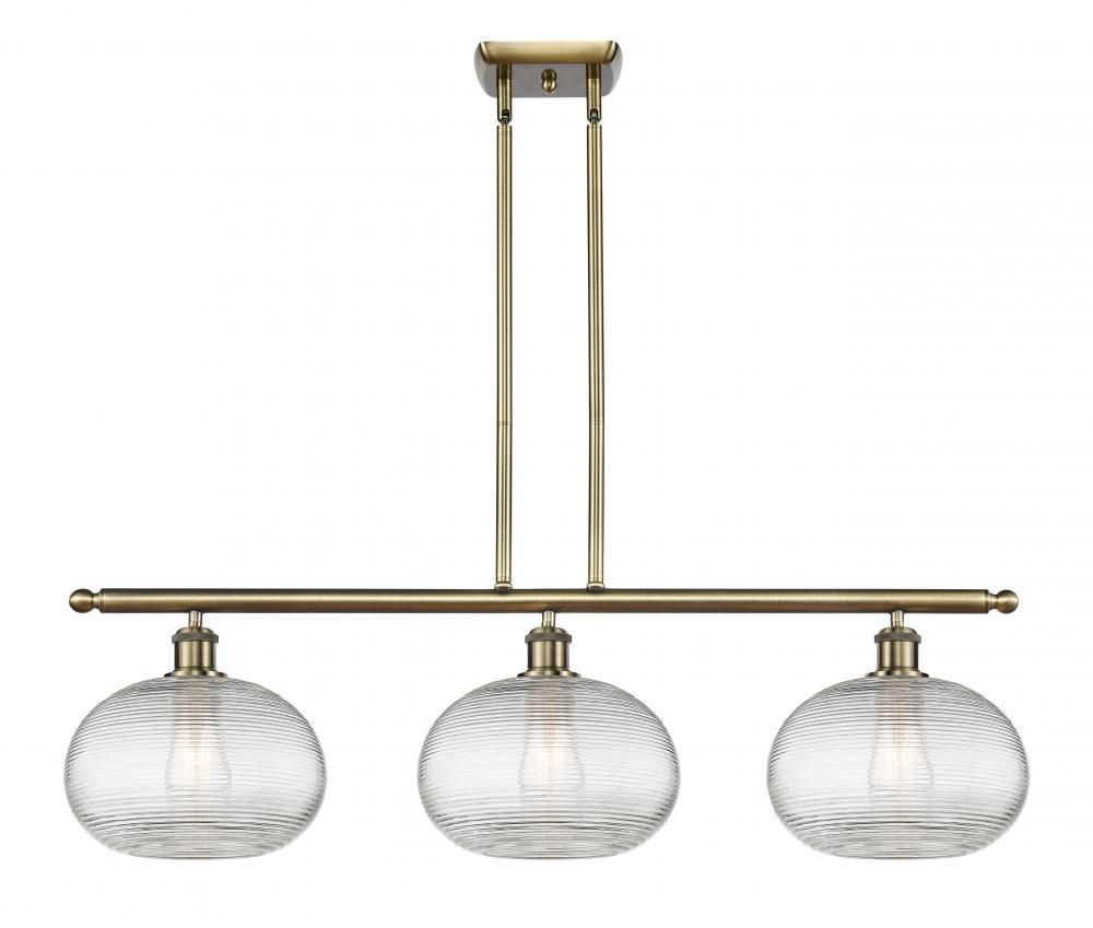 Ithaca - 3 Light - 37 inch - Antique Brass - Stem hung - Island Light