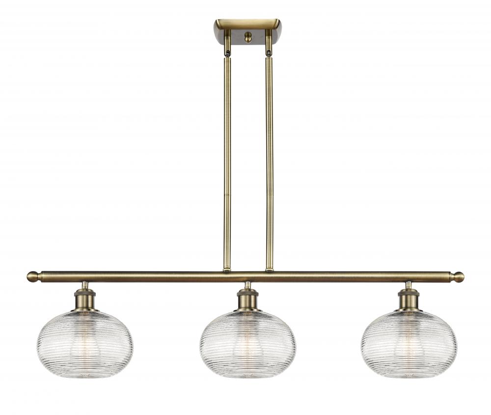 Ithaca - 3 Light - 36 inch - Antique Brass - Stem hung - Island Light