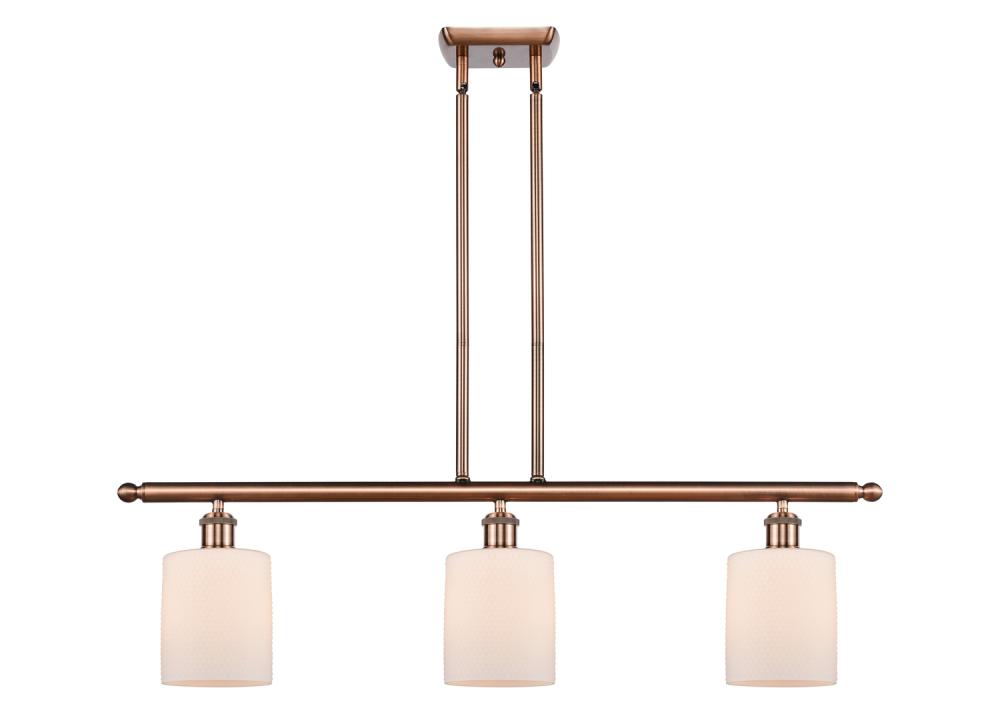 Cobbleskill - 3 Light - 36 inch - Antique Copper - Stem hung - Island Light