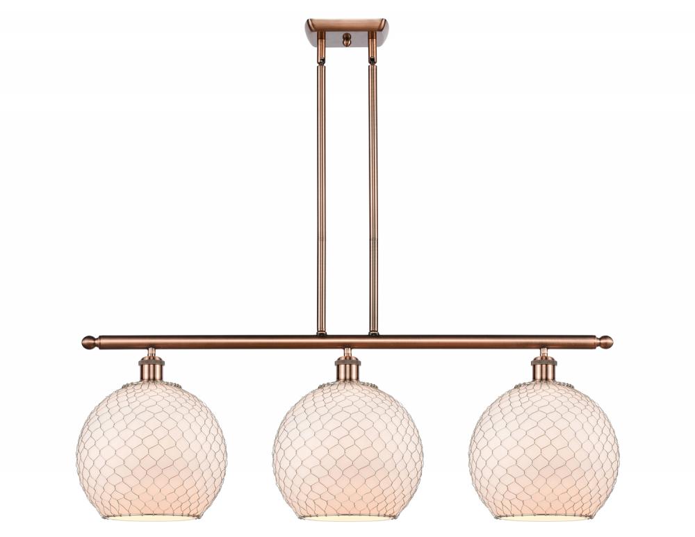 Farmhouse Chicken Wire - 3 Light - 37 inch - Antique Copper - Cord hung - Island Light