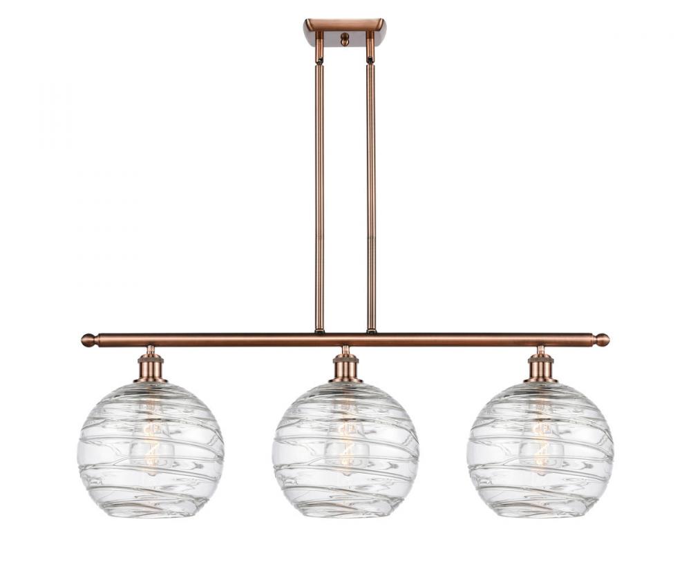 Athens Deco Swirl - 3 Light - 37 inch - Antique Copper - Stem hung - Island Light