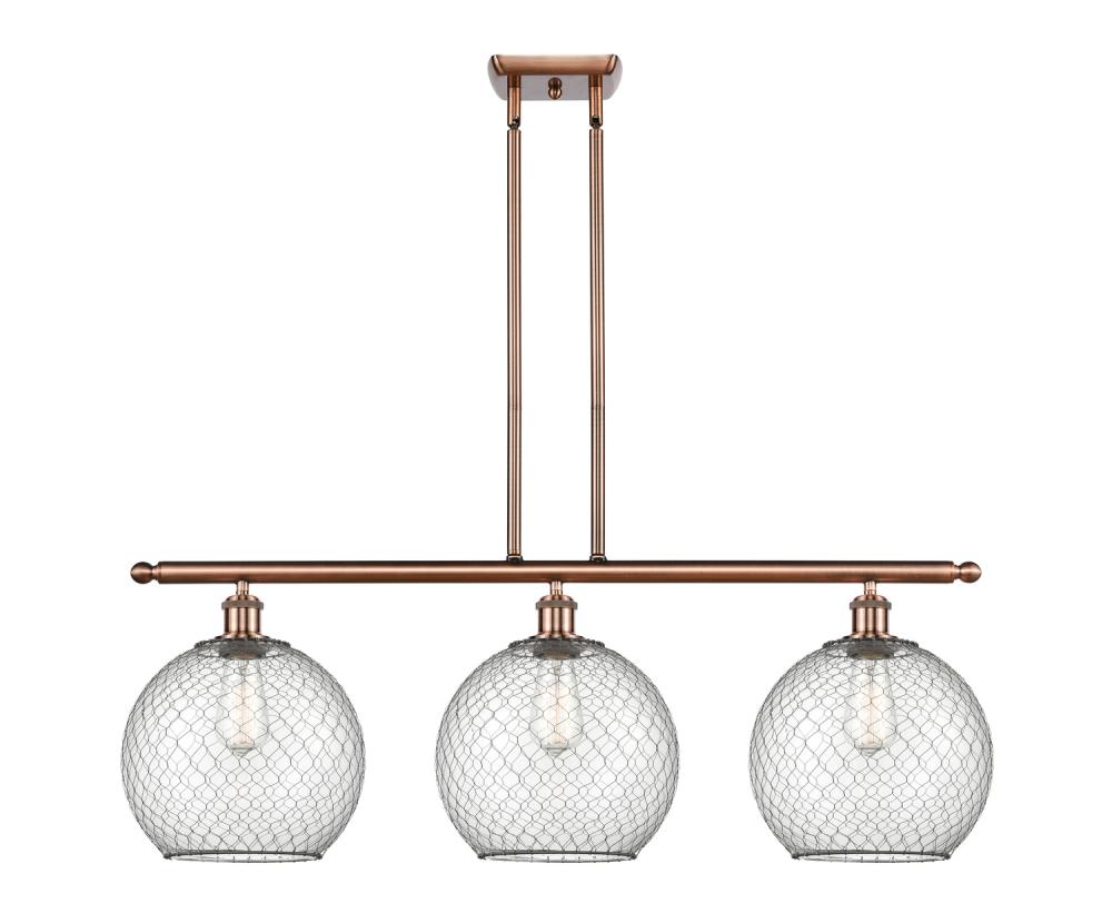 Large Farmhouse Chicken Wire 3 Light Island Light