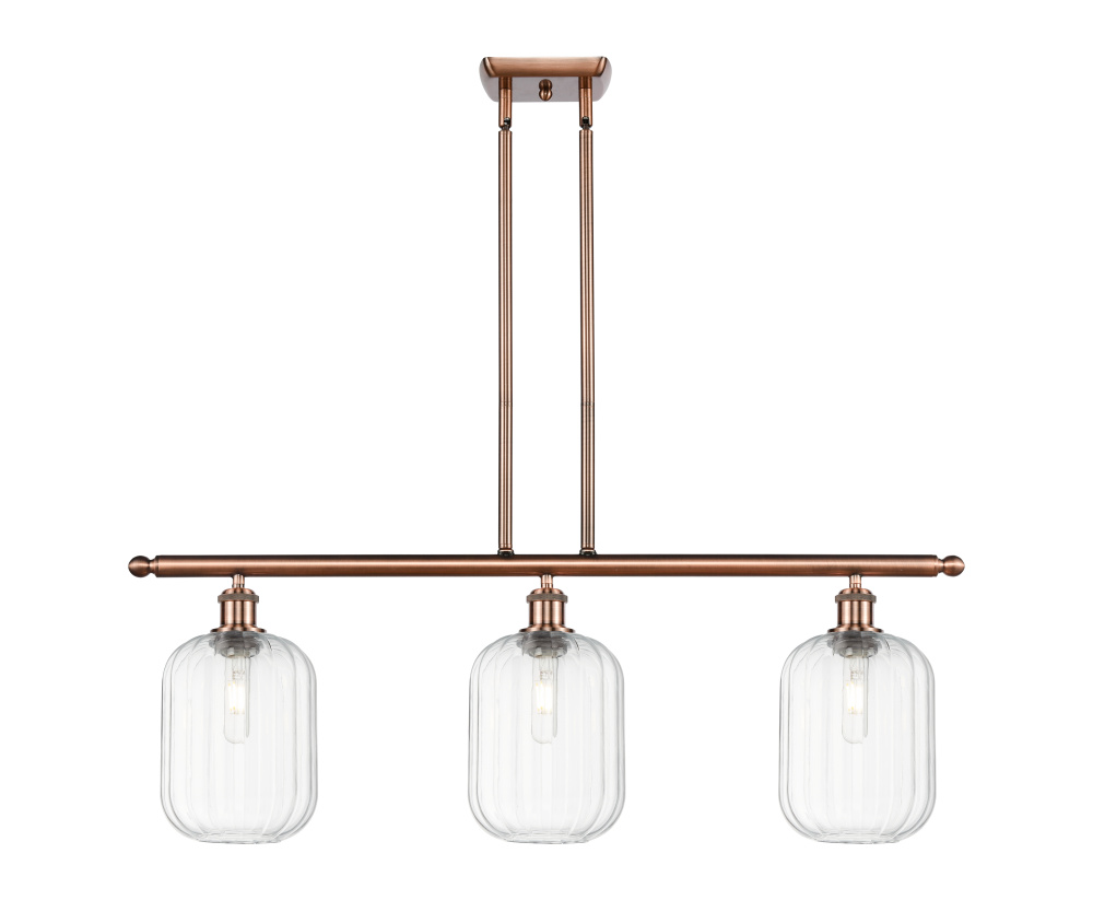 Preston Cylinder - 3 Light - 36 inch - Antique Copper - Stem Hung - Island Light