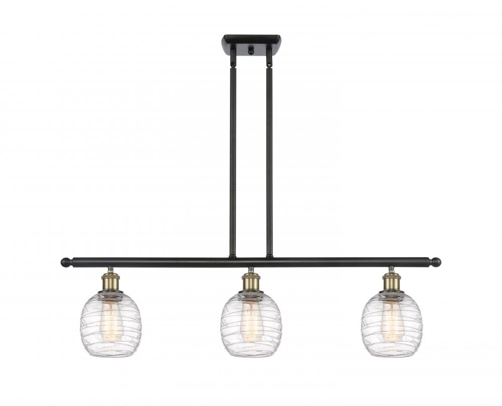 Belfast - 3 Light - 36 inch - Black Antique Brass - Stem hung - Island Light