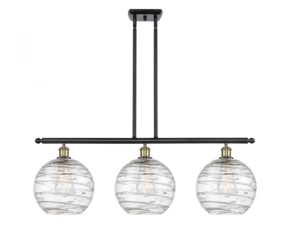 Athens Deco Swirl - 3 Light - 37 inch - Black Antique Brass - Stem hung - Island Light