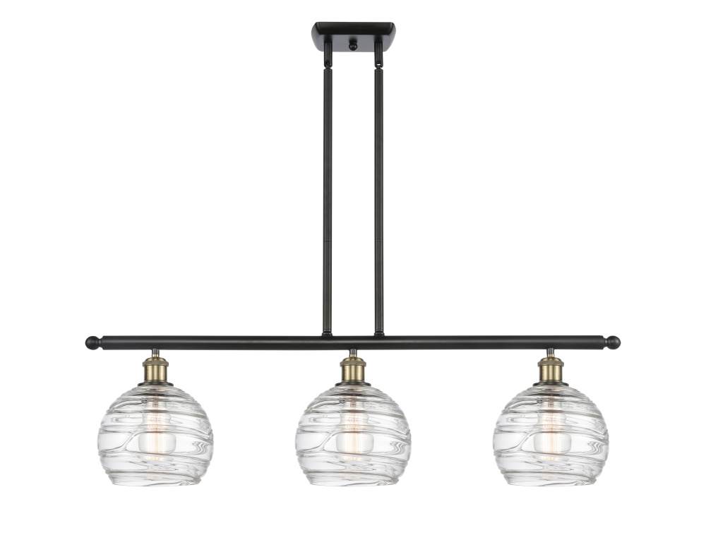 Athens Deco Swirl - 3 Light - 36 inch - Black Antique Brass - Stem Hung - Island Light