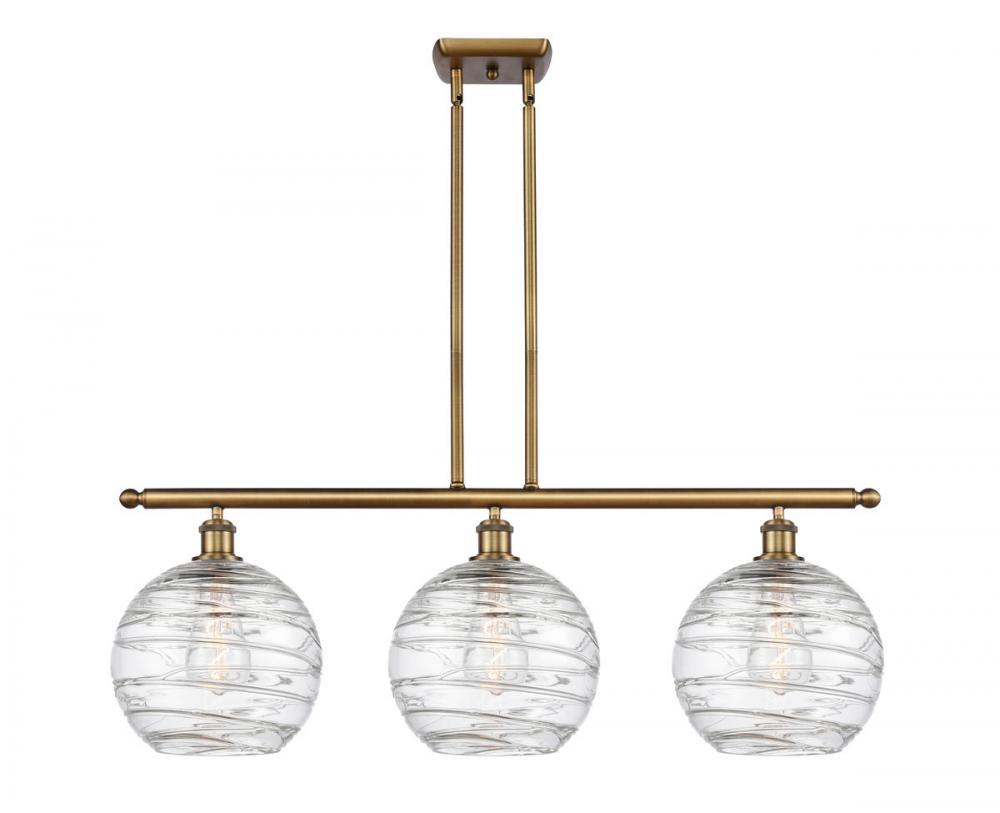 Athens Deco Swirl - 3 Light - 37 inch - Brushed Brass - Stem hung - Island Light