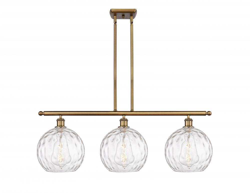 Athens Water Glass - 3 Light - 37 inch - Brushed Brass - Stem hung - Island Light