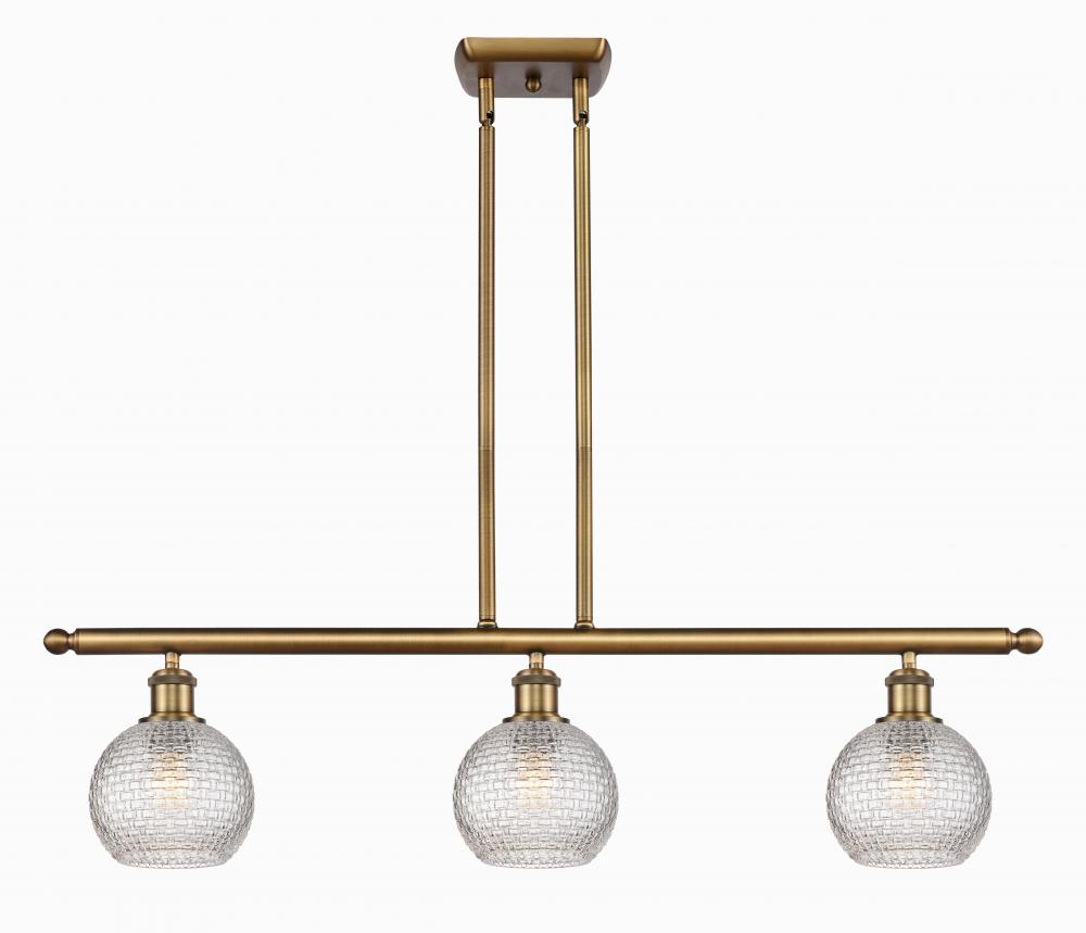 Athens - 3 Light - 36 inch - Brushed Brass - Cord hung - Island Light