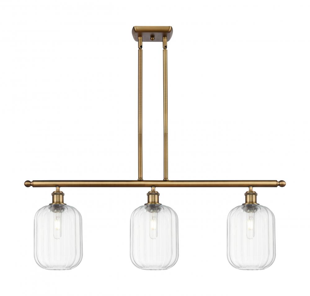 Preston Cylinder - 3 Light - 36 inch - Brushed Brass - Stem Hung - Island Light