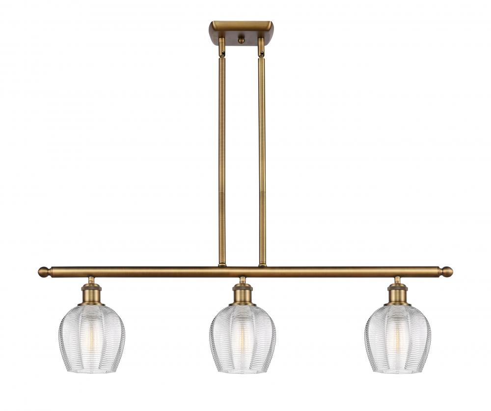 Norfolk - 3 Light - 36 inch - Brushed Brass - Stem hung - Island Light