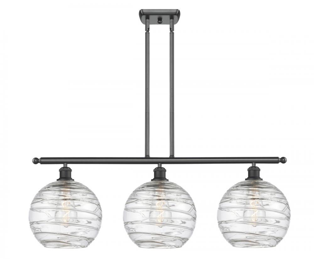 Athens Deco Swirl - 3 Light - 37 inch - Matte Black - Stem hung - Island Light