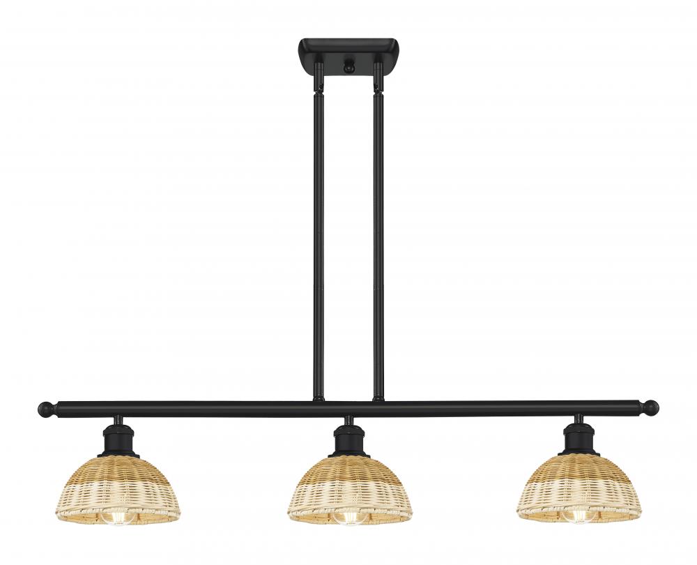 Bristol Natural II - 3 Light - 36 inch - Matte Black - Stem Hung - Island Light
