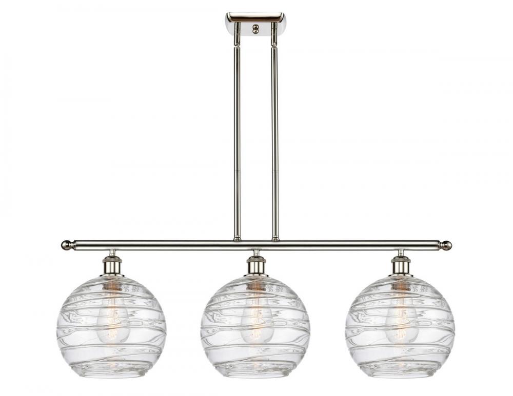 Athens Deco Swirl - 3 Light - 37 inch - Polished Nickel - Stem hung - Island Light