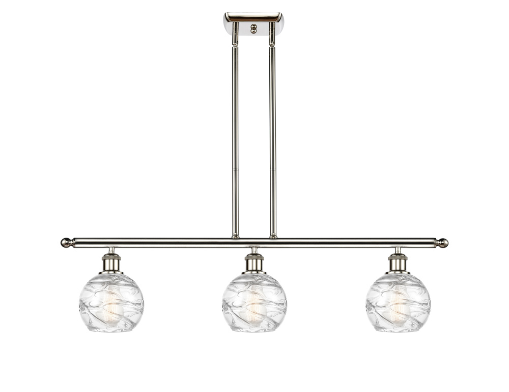 Athens Deco Swirl - 3 Light - 36 inch - Polished Nickel - Stem Hung - Island Light