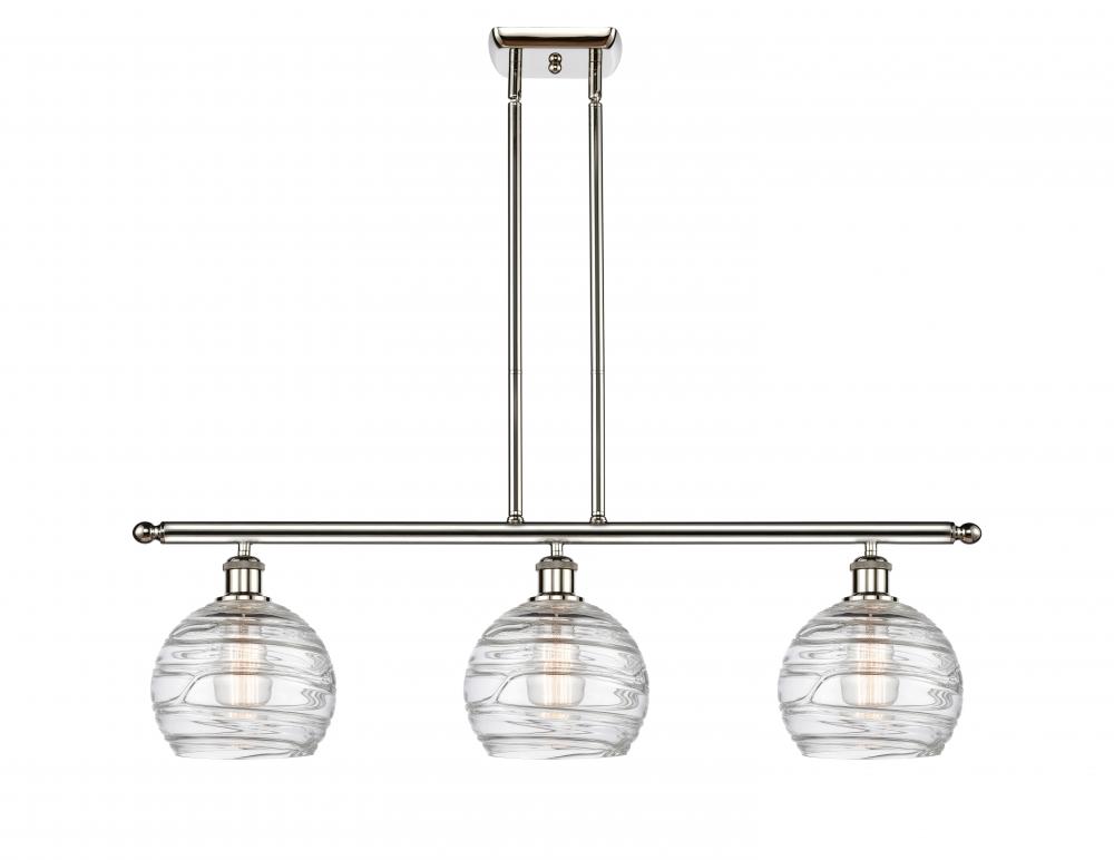 Athens Deco Swirl - 3 Light - 36 inch - Polished Nickel - Stem hung - Island Light