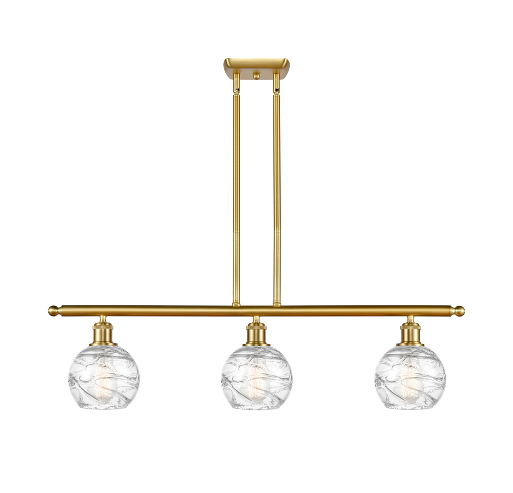 Athens Deco Swirl - 3 Light - 36 inch - Satin Gold - Stem Hung - Island Light