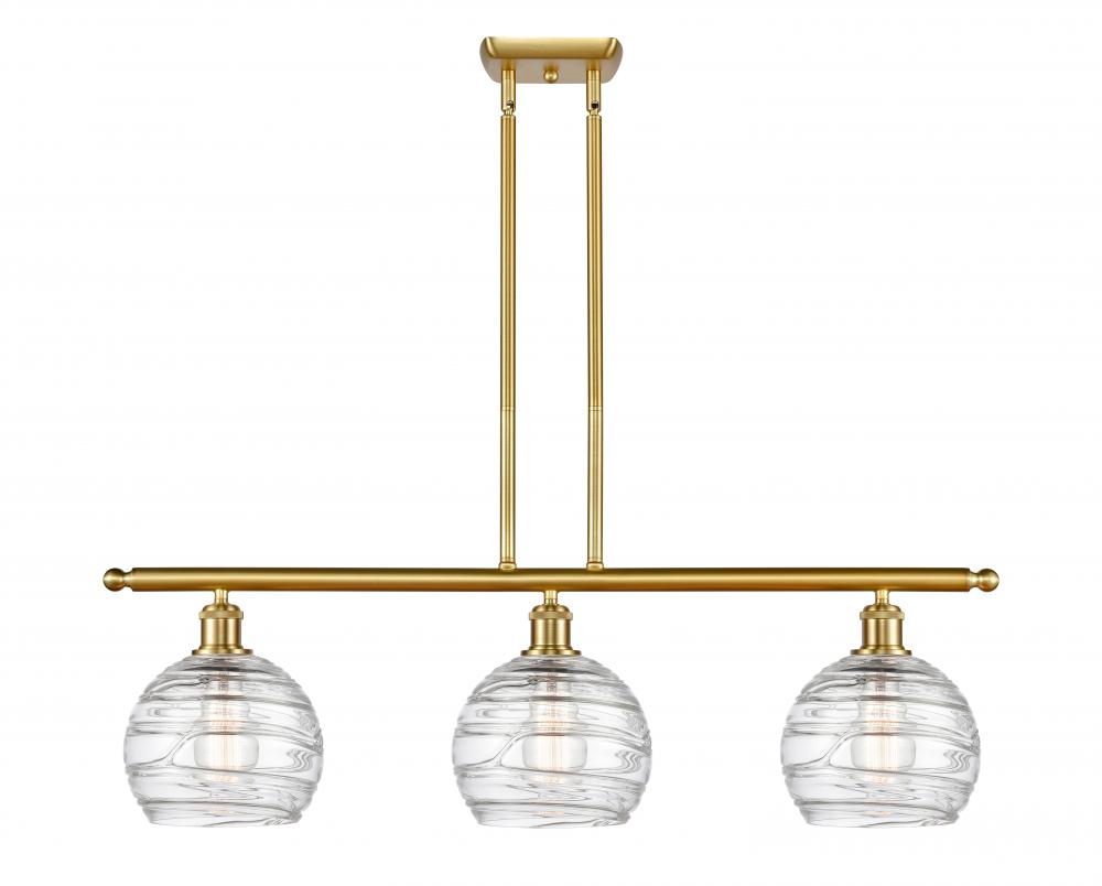 Athens Deco Swirl - 3 Light - 36 inch - Satin Gold - Stem hung - Island Light
