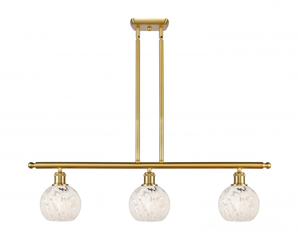 White Mouchette - 3 Light - 36 inch - Satin Gold - Stem Hung - Island Light