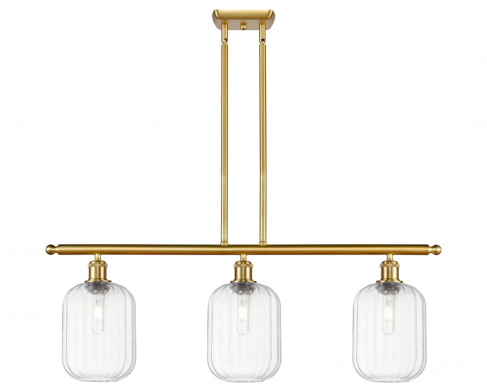 Preston Cylinder - 3 Light - 36 inch - Satin Gold - Stem Hung - Island Light